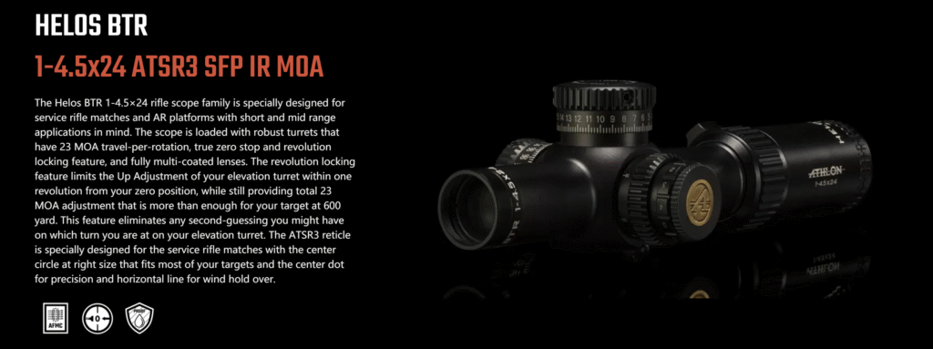Athlon 1-4.5x24 ATSR3 SFP IR MOA Optics Scope