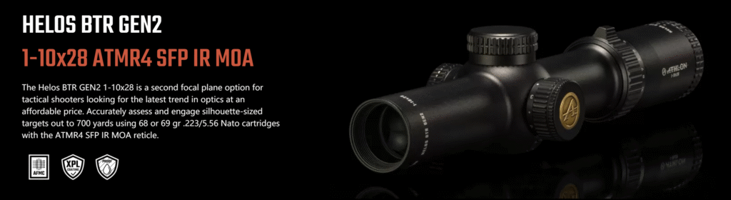Athlon HELOS BTR GEN2 1-10×28 ATMR4 SFP IR MOA Optics Scope
