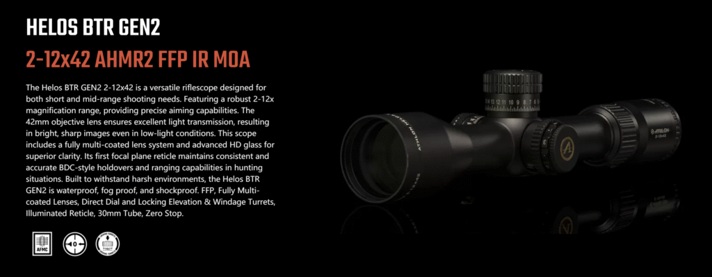 Athlon HELOS BTR GEN2 2-12×42 AHMR2 FFP IR MOA Optics Scope