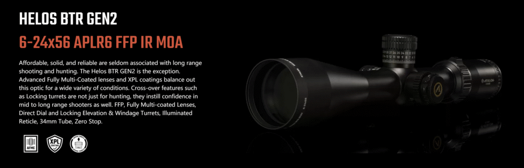 Athlon HELOS BTR GEN2 6-24×56 APLR6 FFP IR MOA Optics Scope