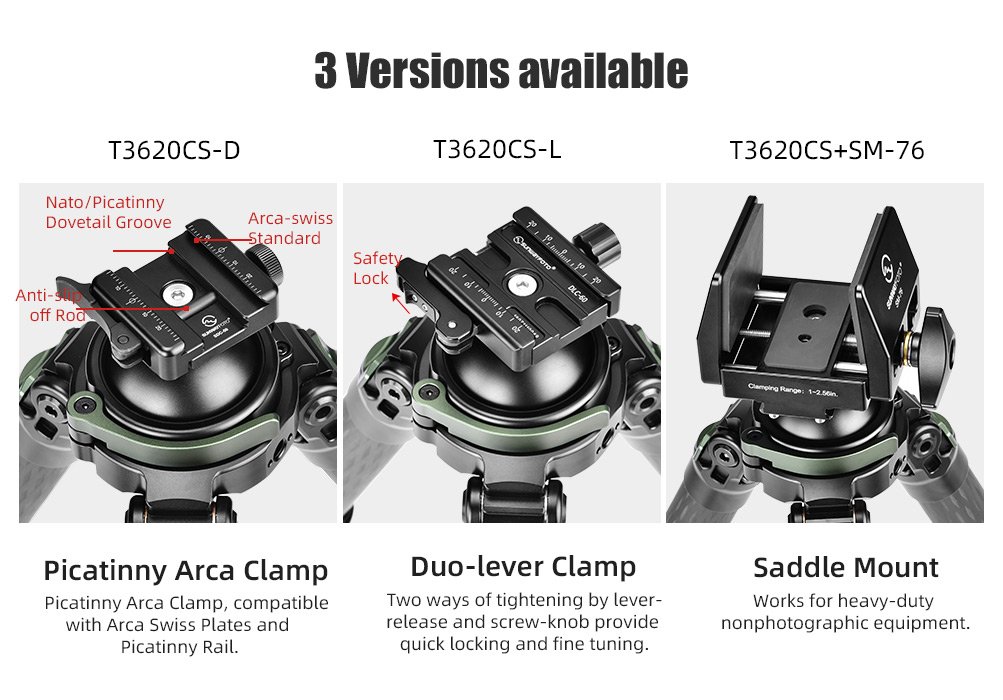 SUNWAYFOTO T3620CS-D Tripod Carbon Fiber