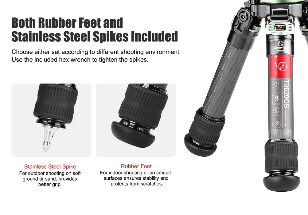 SUNWAYFOTO T3620CS-D Tripod Carbon Fiber